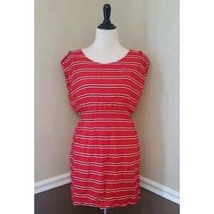 Red & White Striped with Epaulets Casual Modcloth Dress by Ya Los Angeles Large